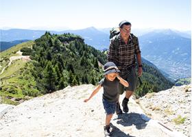 Father and son during a hike