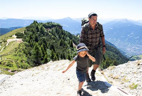Father and son during a hike